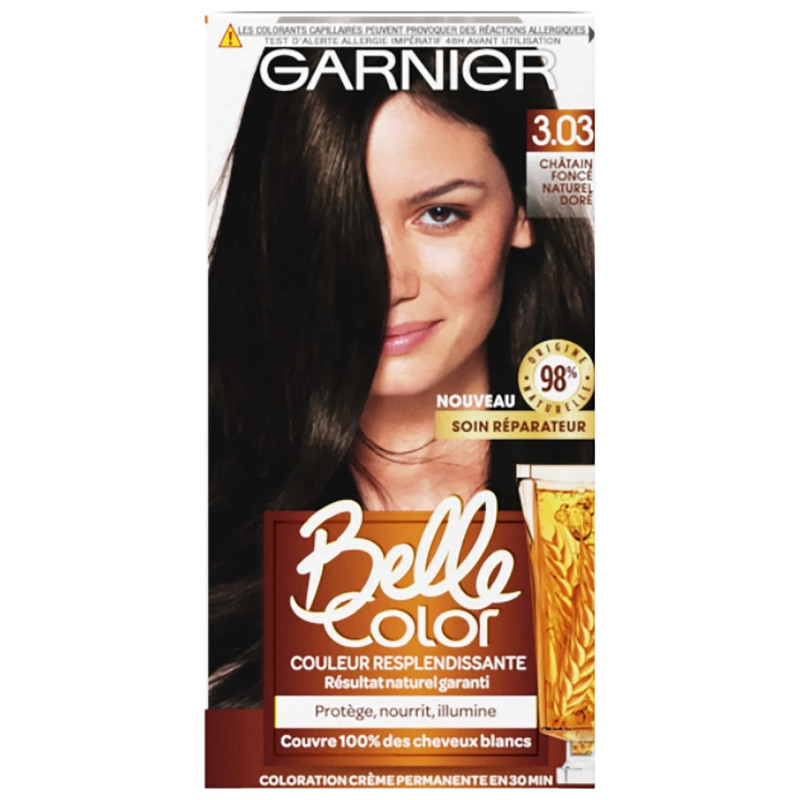 nouveau Garnier Belle Color Coloration Permanente - Châtain Foncé Naturel Doré 3.03