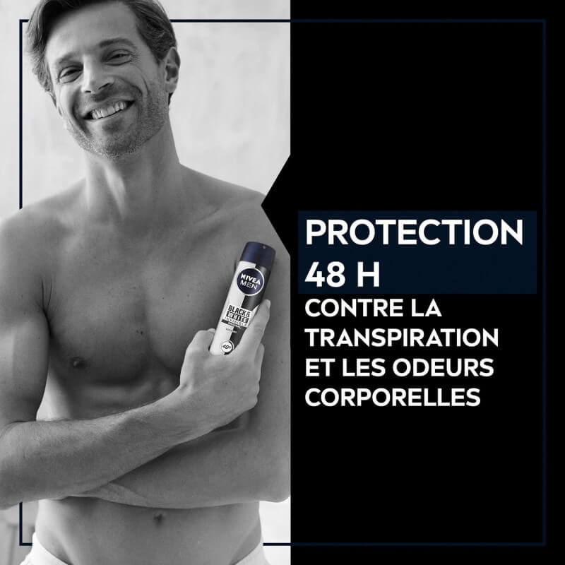 Nivea Men Invisible for Black and White مزيل عرق رذاذ ضد البقع - حماية 48 ساعة - 200 مل - Original Power