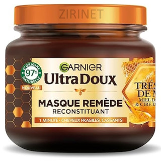 Garnier Ultra Doux Masque Remède Reconstituant Trésor de Miel Gelée Royale - Cheveux Fragiles et Cassants - 340ml
