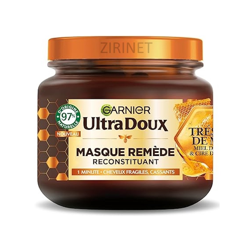 Garnier Ultra Doux قناع إصلاح وإعادة بناء كنوز العسل وجيلي الملكي - للشعر الهش والقابل للكسر - 340 مل