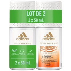 Adidas Active Skin And Mind Déodorant Roll-On - Peau Sensible - 2x50ml - Energy Kick