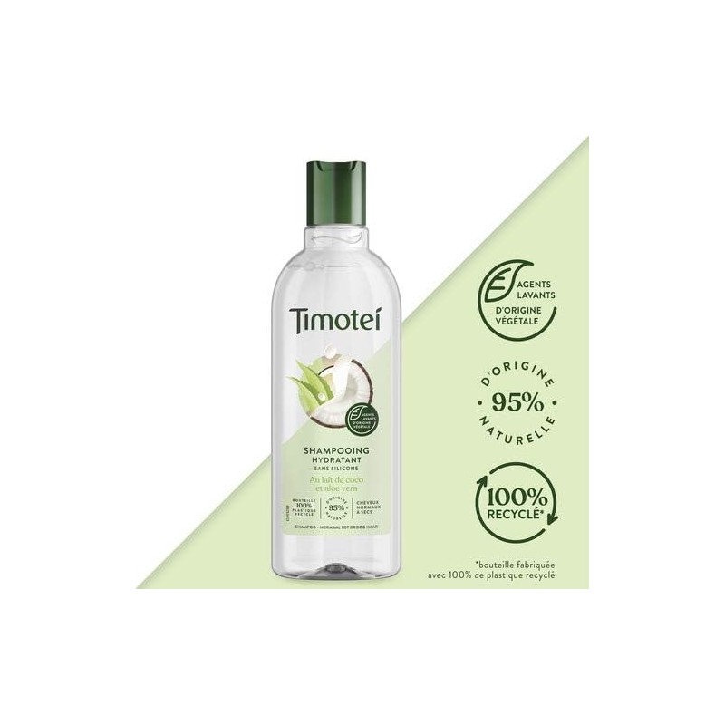 Timotei Shampooing Hydratant au Lait de Coco et Aloe Vera, 300ml