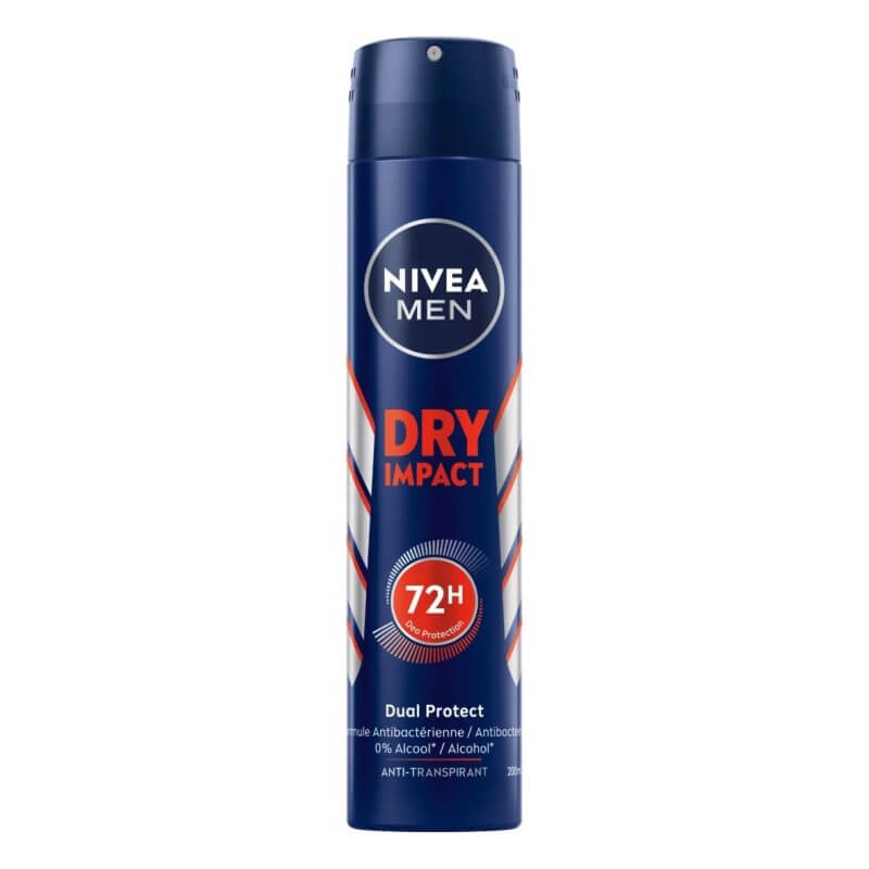 Nivea Men Dry Impact مزيل عرق رذاذ مضاد للتعرق - حماية 48 ساعة - 200 مل