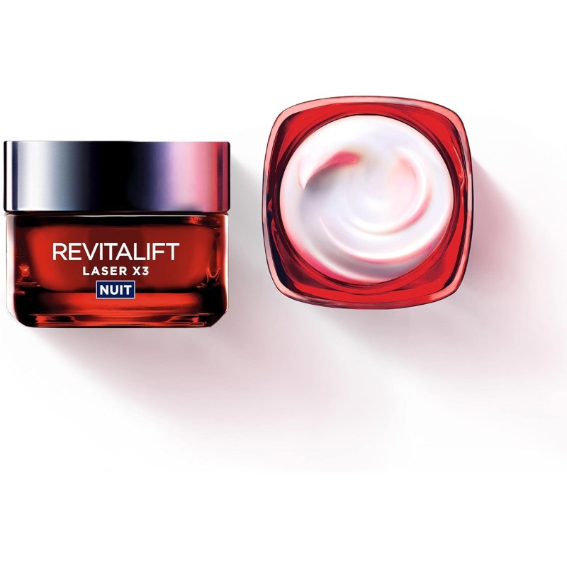 L'Oréal Paris - Crème Masque Nuit Triple Action Anti-Âge - Anti-Rides & Multi-Correction - Enrichi au Pro-Rétinol, à l'Acide