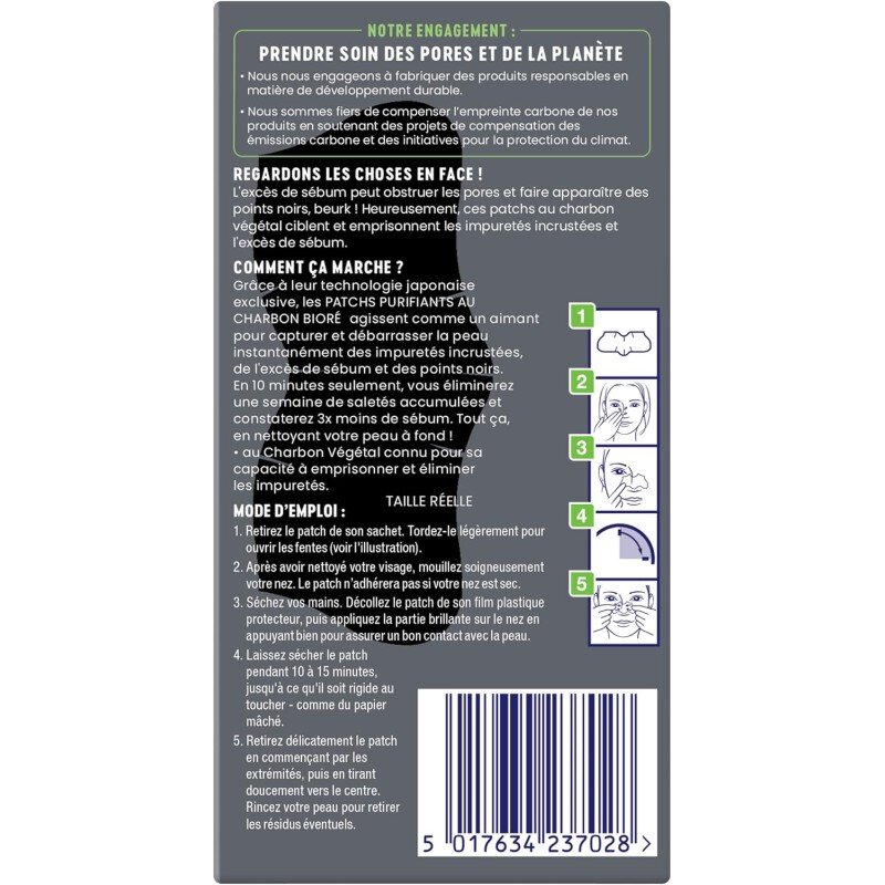 BIORÉ 6 Patchs Purifiants au Charbon