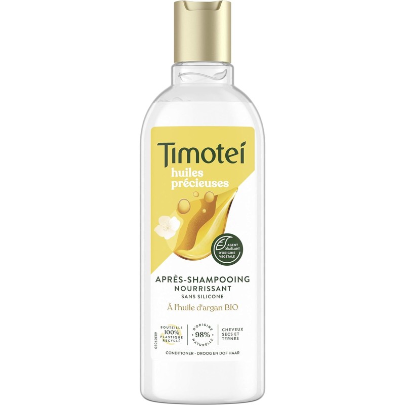 Timotei Après-Shampooing Femme Nourissant Huiles Précieuses d'Argan bio et fleur de jasmin, pour cheveux secs et ternes, Sans