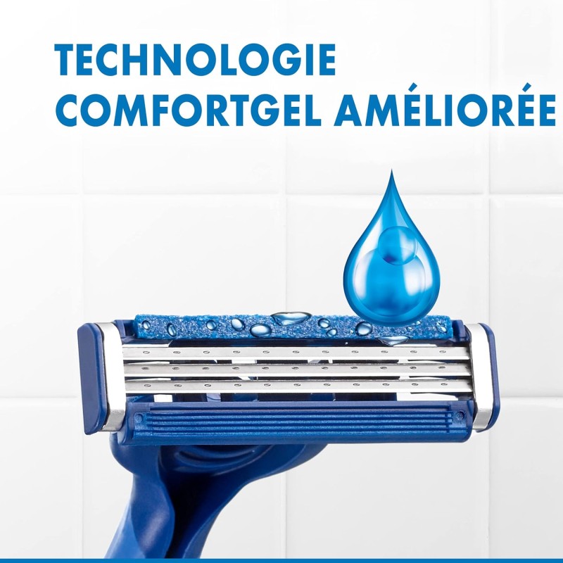 Gillette Sensor3 Comfort, Rasoirs Jetables Pour Homme, Lot De 3 Rasoirs Jetables