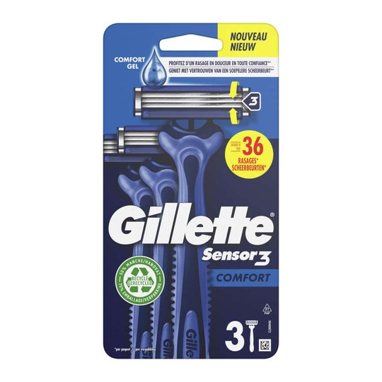 Gillette Sensor3 Comfort, Rasoirs Jetables Pour Homme, Lot De 3 Rasoirs Jetables : Amazon.fr: Hygiène et Santé
