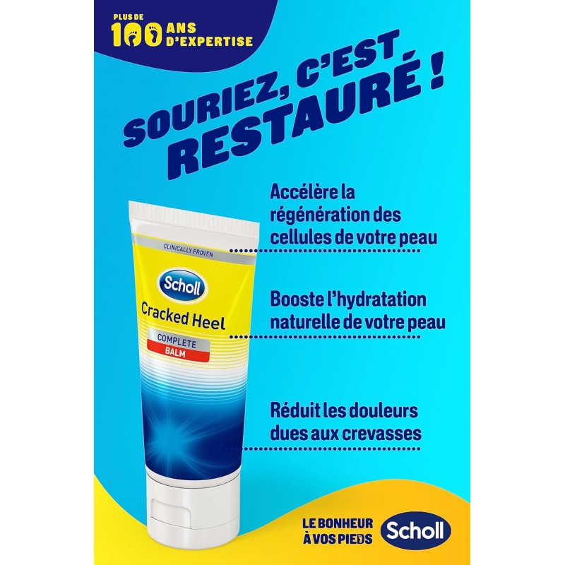 Scholl Crème Pieds Anti-Crevasses Talons fendillés ou crevassés 24h 60ml