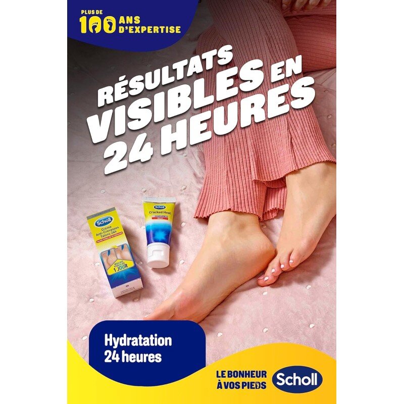 Scholl Crème Pieds Anti-Crevasses Talons fendillés ou crevassés 24h 60ml