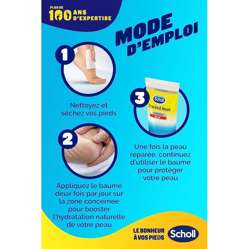 Scholl Crème Pieds Anti-Crevasses Talons fendillés ou crevassés 24h 60ml