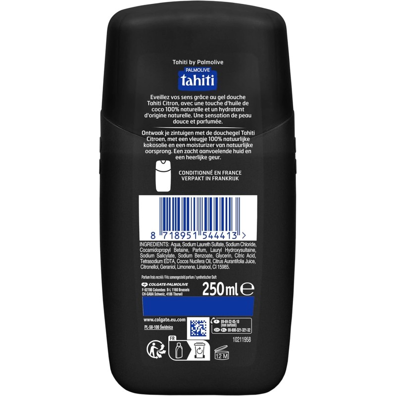 TAHITI - Gel Douche Tahiti Citron Vert & Huile de Coco - Formule à Base d'Ingrédients d'Origine Naturelle - Lot de 12 x 250 ml