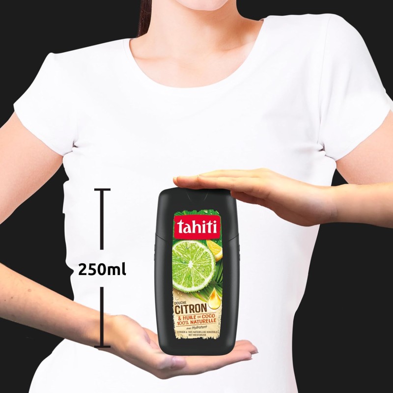 TAHITI - Gel Douche Tahiti Citron Vert & Huile de Coco - Formule à Base d'Ingrédients d'Origine Naturelle - Lot de 12 x 250 ml