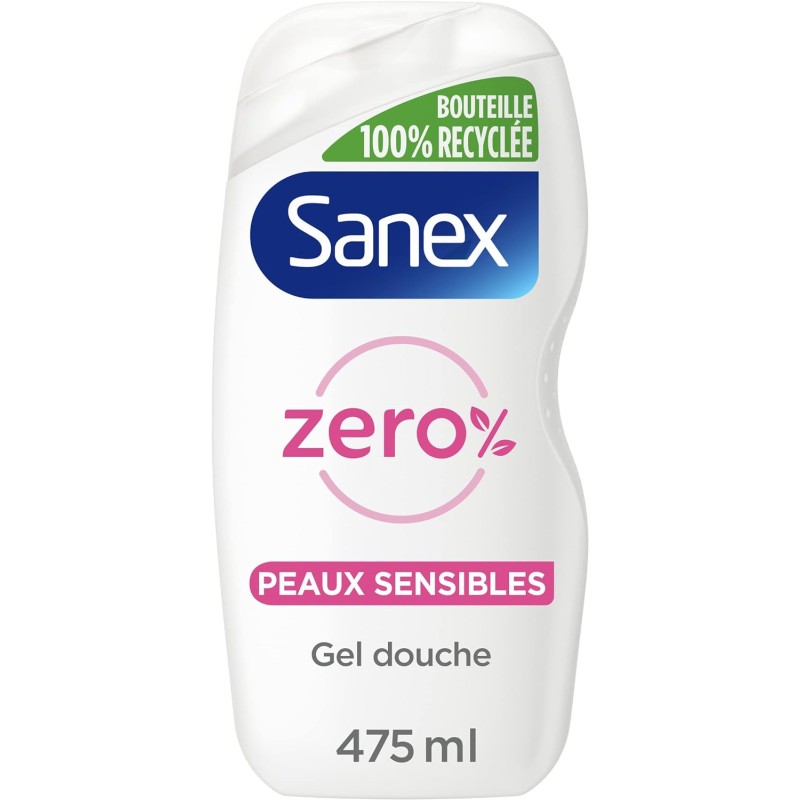 Sanex Gel douche Hypoallergenique Zéro% Pour Peaux Sensibles, Biodégradable et Vegan, 475ml