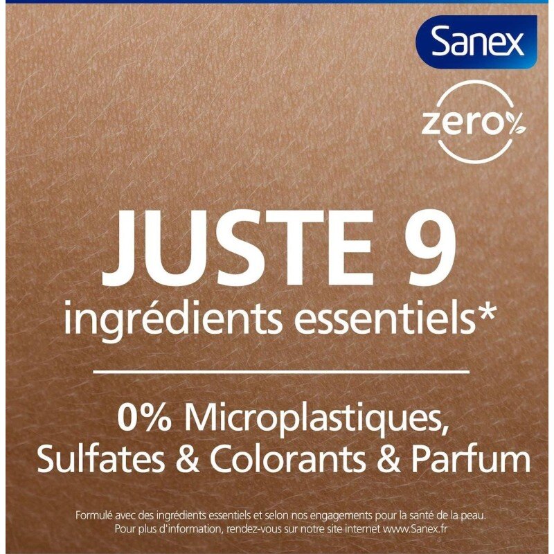 Sanex Gel douche Hypoallergenique Zéro% Pour Peaux Sensibles, Biodégradable et Vegan, 475ml