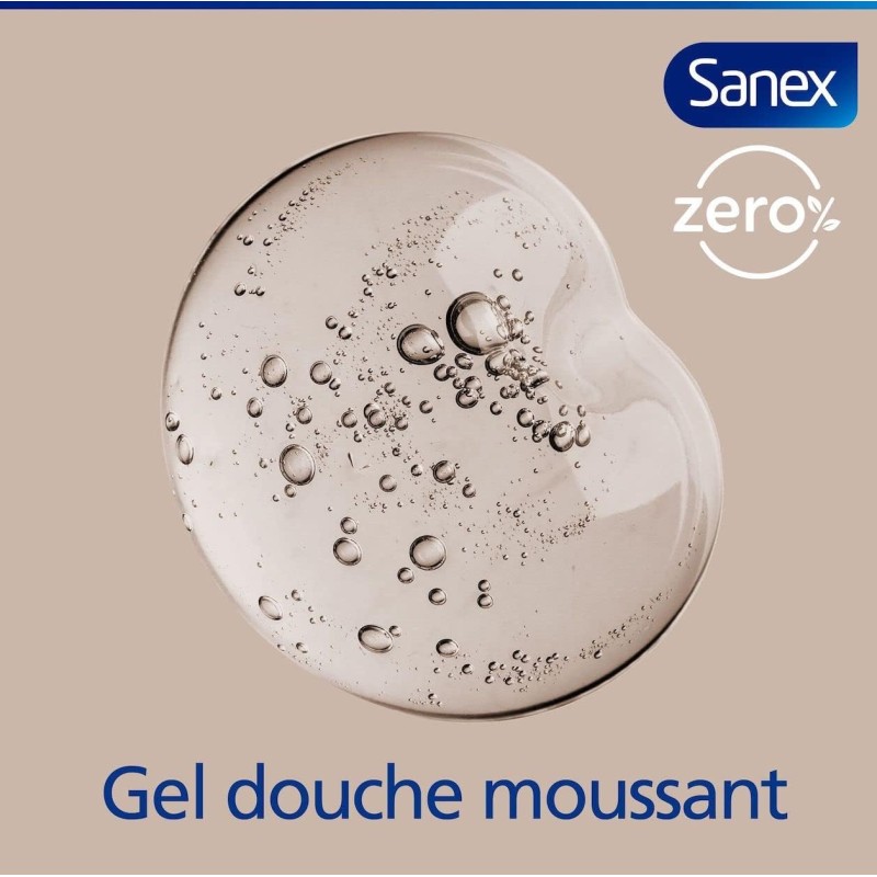 Sanex Gel douche Hypoallergenique Zéro% Pour Peaux Sensibles, Biodégradable et Vegan, 475ml
