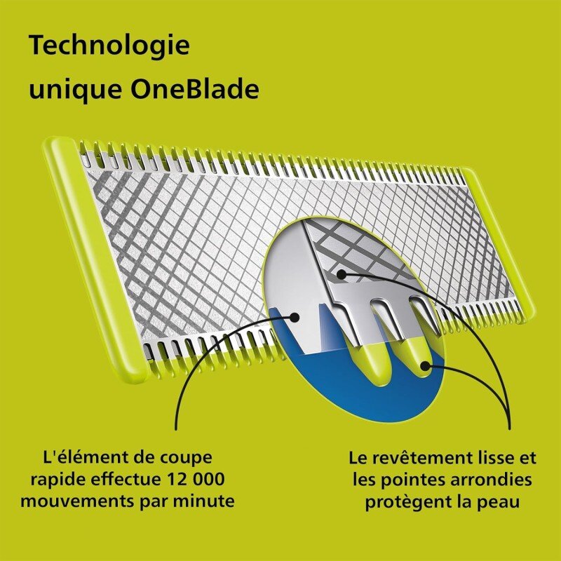 Philips OneBlade Original Visage - tondeuse à barbe électrique, rasoir, 1 lame pour le visage, 1 sabot réglable 5 en 1, 1 lame