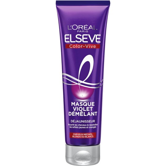L'Oréal Paris - Masque Violet Démêlant Déjaunisseur - Pour Cheveux Méchés, Blonds ou Blancs - Neutralisation des Reflets Jaunes