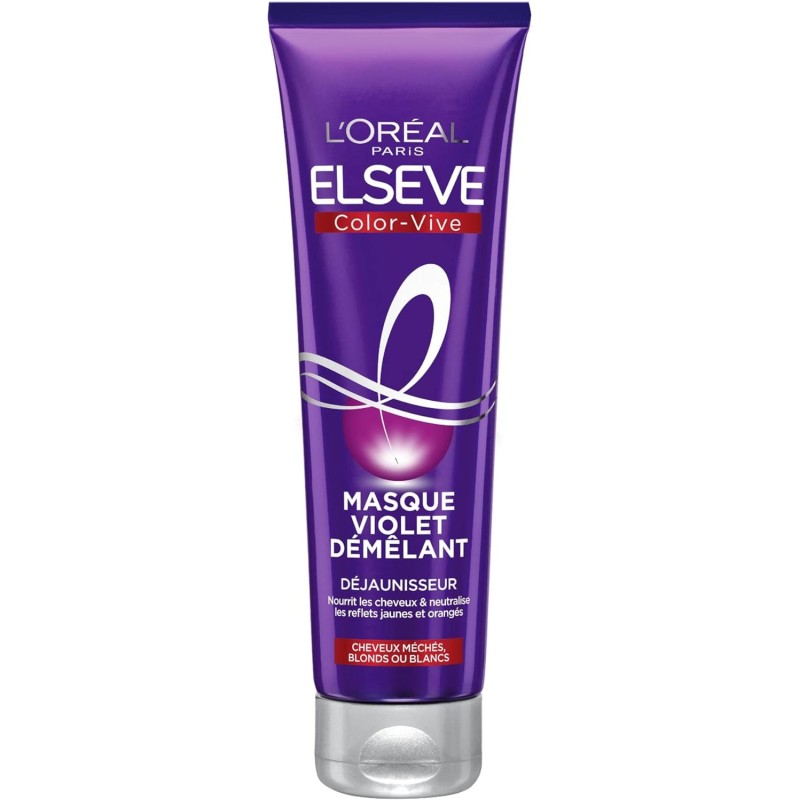 L'Oréal Paris - Masque Violet Démêlant Déjaunisseur - Pour Cheveux Méchés, Blonds ou Blancs - Neutralisation des Reflets Jaunes