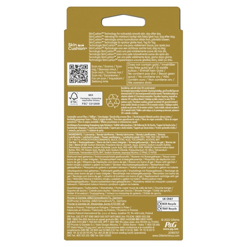 Gillette Venus Rasoir pour femme 5 lames Comfortglide sugarberry et ses recharges de lames, 5 Lames Intégrées Pour Un Rasage De