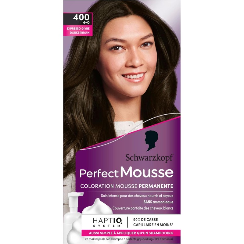 Schwarzkopf - Perfect Mousse - Coloration Cheveux - Mousse Permanente sans Ammoniaque - Masque Soin 96 % d'ingrédients d'origine