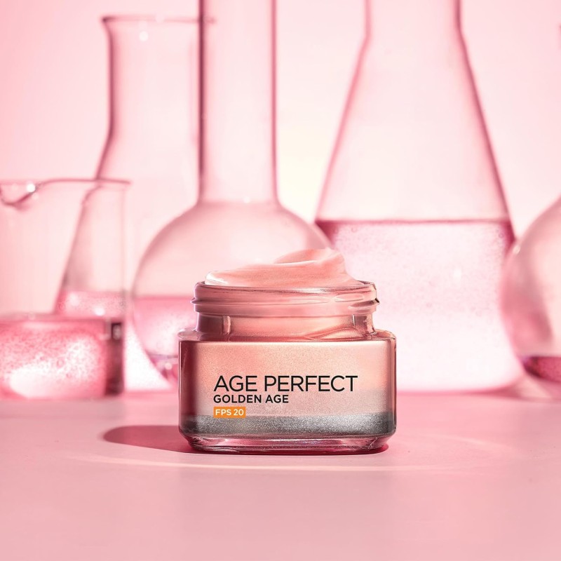 L’Oréal Paris - Age Perfect Golden Age - Soin FPS 20 Rosé Re-Fortifiant - Crème de Jour Anti-Relâchement et Eclat - Enrichi en