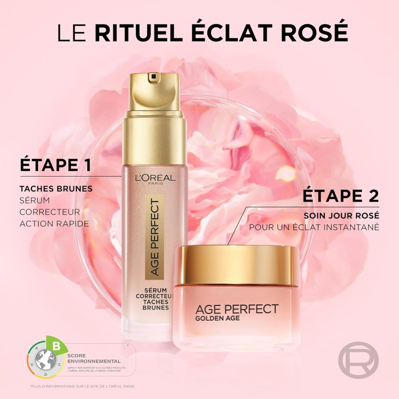 L’Oréal Paris - Age Perfect Golden Age - Soin FPS 20 Rosé Re-Fortifiant - Crème de Jour Anti-Relâchement et Eclat - Enrichi en