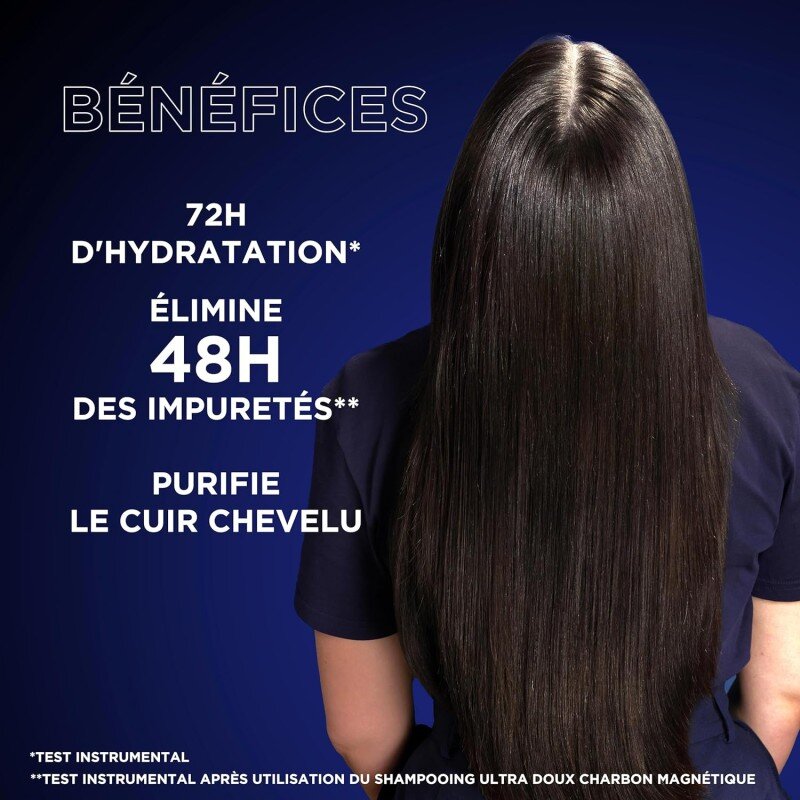 Garnier Ultra Doux - Shampooing Hydratant & Équilibrant au Charbon Magnétique & Fleur de Nigelle - Pour Cheveux Normaux à Gras -