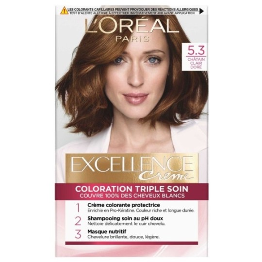 L'Oréal Paris Excellence Crème Coloration Capillaire Permanente - Châtain Clair Doré 5.3