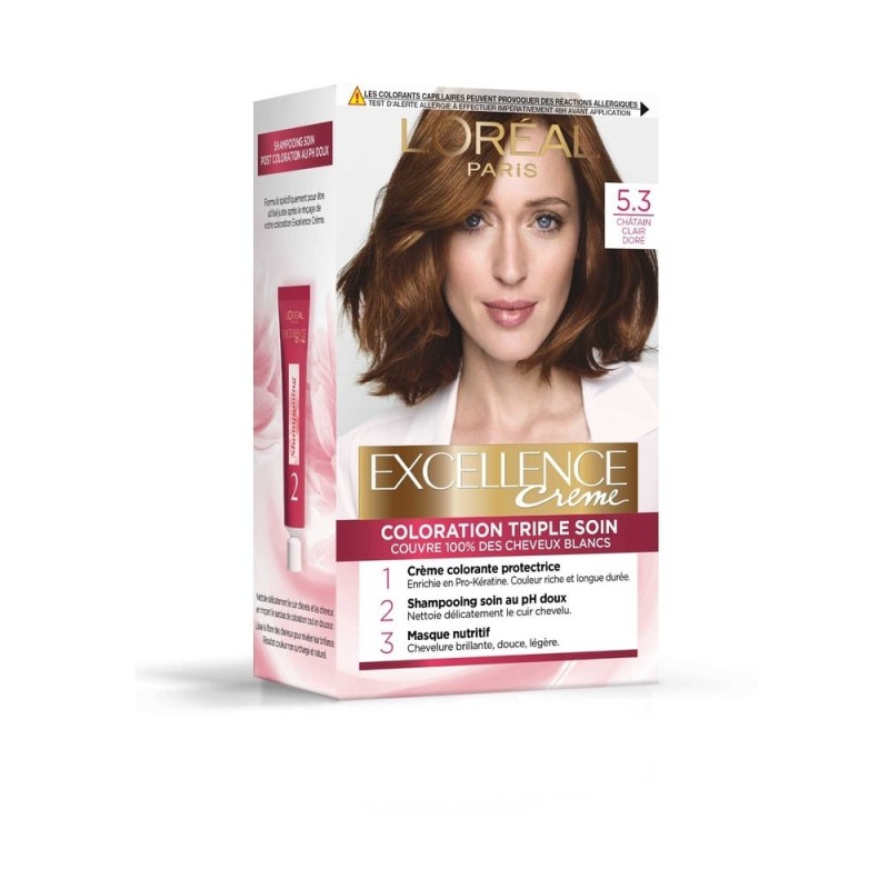L'Oréal Paris Excellence Crème Permanent Hair Color - Golden Light Brown 53 - 1 Box