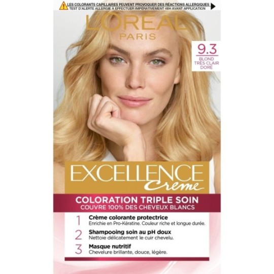 L'Oréal Paris Excellence Crème Coloration Capillaire Permanente - Blond Très Clair Doré 93