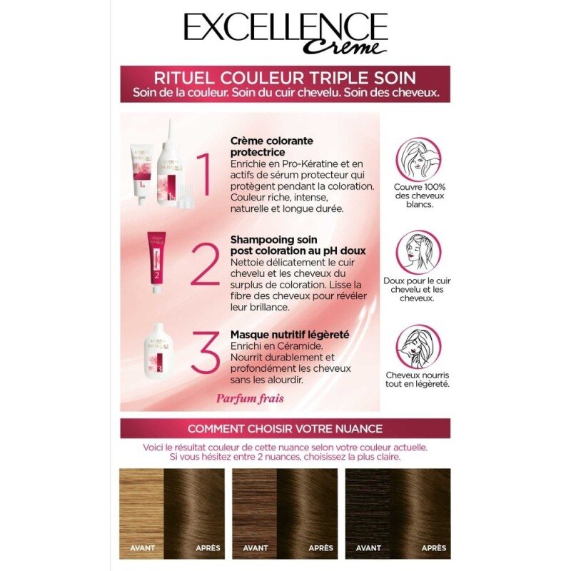 L'Oréal Paris Excellence Crème صبغة شعر دائمة - شعر - كستنائي فاتح 5