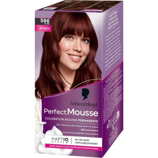 Schwarzkopf Perfect Mousse Coloration Permanente Cheveux - Mousse Sans Ammoniaque - Acajou 586