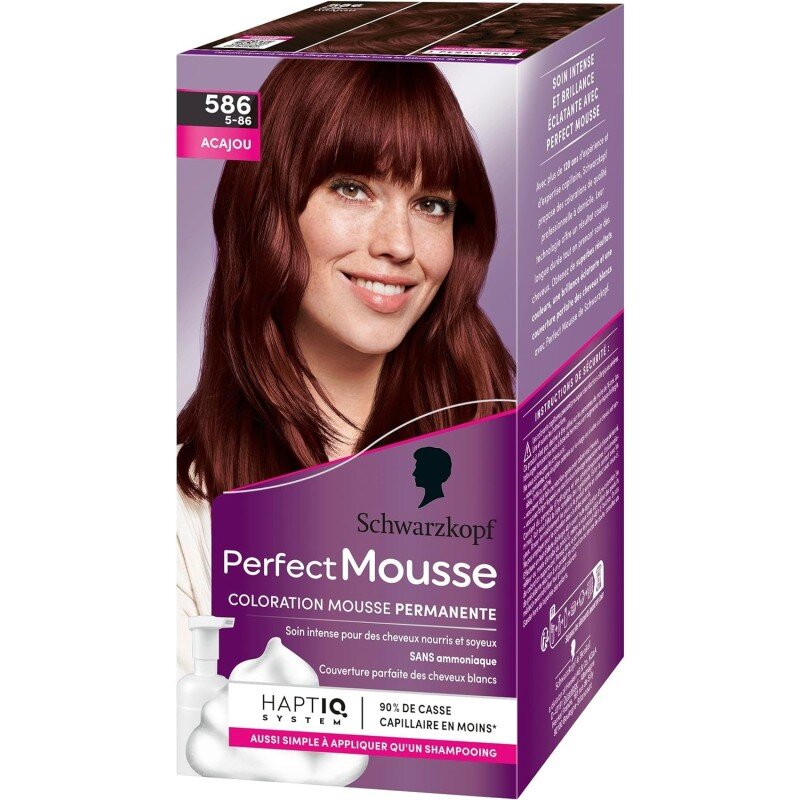 Schwarzkopf Perfect Mousse Permanent Hair Color - Ammonia-Free Mousse - Mahogany 586