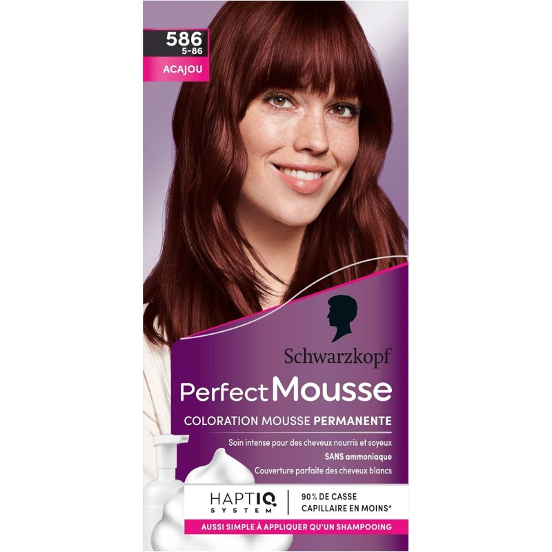 Schwarzkopf Perfect Mousse Permanent Hair Color - Ammonia-Free Mousse - Mahogany 586
