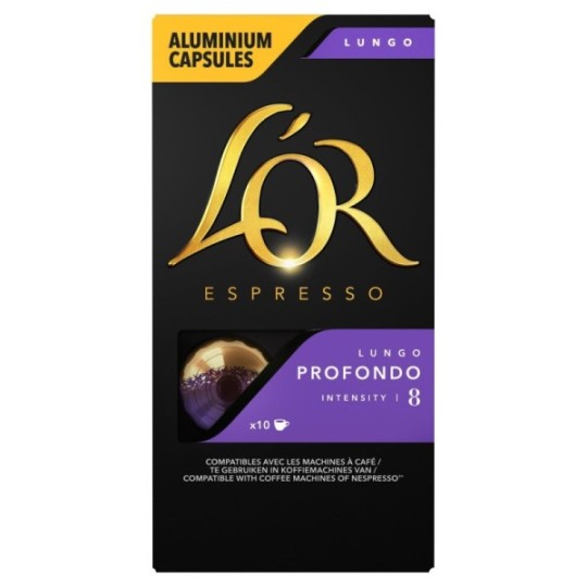 L'Or Lungo Profondo Coffee Capsules - Intensity 8 - 10 Capsules - Violet