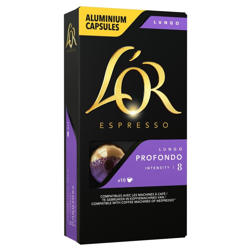 L'Or Lungo Profondo Coffee Capsules - Intensity 8 - 10 Capsules - Violet