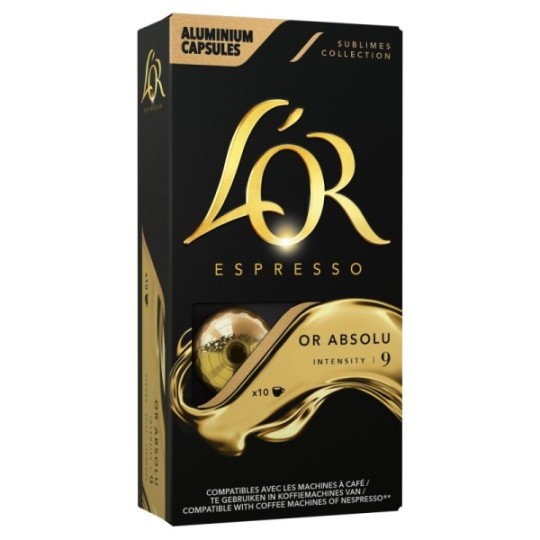 L'Or Or Absolu Coffee Capsules Intensity 9 - Nespresso Compatible - 10 Capsules