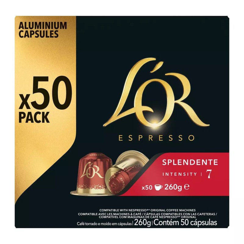 L'Or Splendente Capsules Café - Intensité 7 - Compatibles Nespresso - 50 Capsules