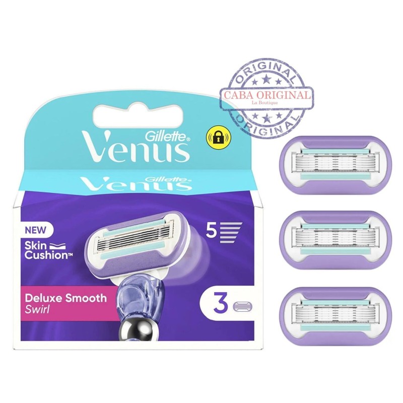 Gillette Venus Deluxe Smooth Swirl Recharges de Lames pour Rasoir Femme - 3 Recharges