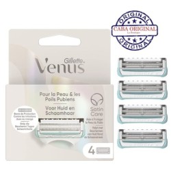 Gillette Venus Satin Care Razor Blades Refills Pubic Hair For Women - 4 Refills