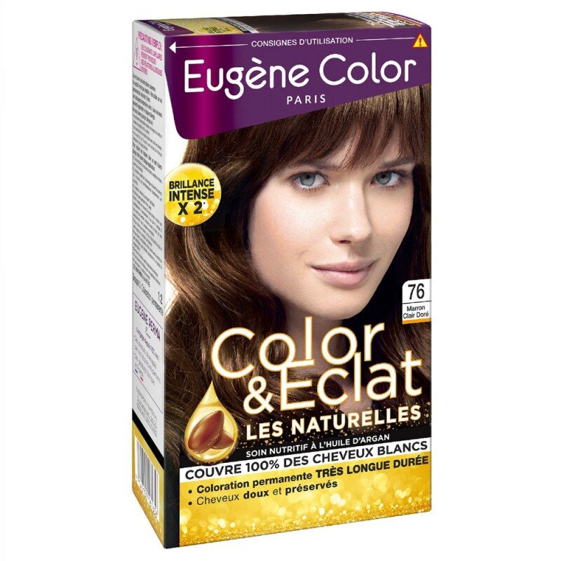 Eugène Color les Naturelles Coloration Permanente - Marron Clair Doré 76 - Kit (33ml + 67ml + 15ml)
