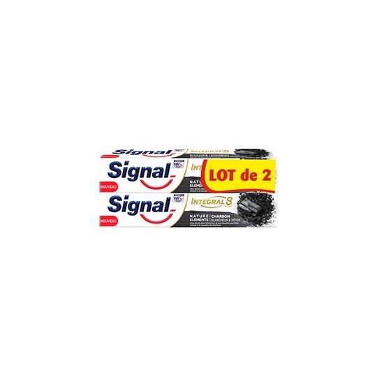 Signal Integral 8 Nature Elements معجون أسنان بالفحم - تبييض وتنظيف - 2x75 مل