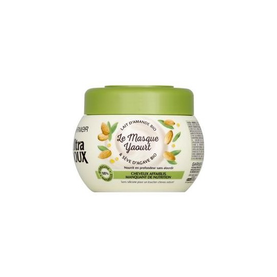 Garnier Ultra Doux Masque Yaourt Lait d'Amande et Sève d'Agave - Cheveux Secs à Abîmés - 300ml