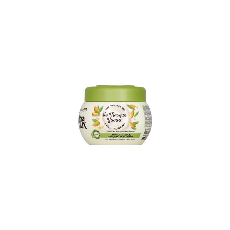 Garnier Ultra Doux قناع زبادي بحليب اللوز و عصير الصبار - للشعر الجاف إلى التالف - 300مل