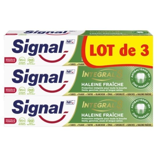 Signal Integral 8 Dentifrice Complet - Haleine Fraîche - Lot de 3 (3x75ml)