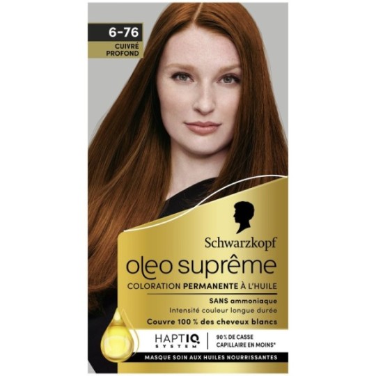 Schwarzkopf Oléo Suprême Coloration Permanente Sans Ammoniaque - Cuivré Profond 6-76
