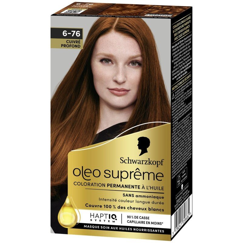 Schwarzkopf Oléo Suprême صبغة شعر دائمة بدون أمونيا - نحاسي عميق 6-76