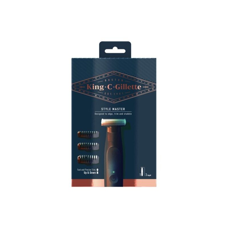 Gillette King C Styler Master Tondeuse à Barbe Sans Fil - 3 Sabots