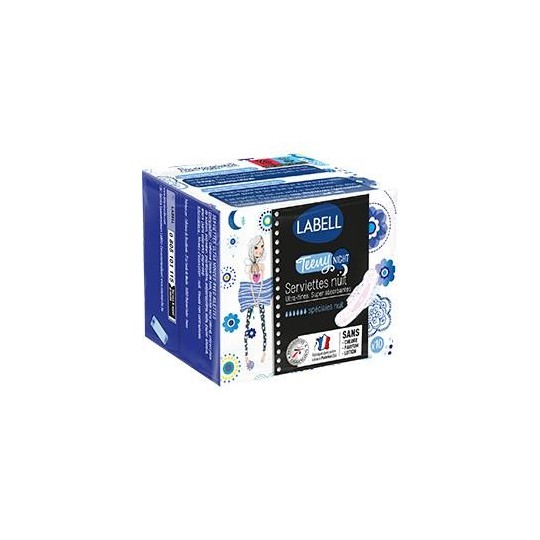 Labell Teeny Night Serviettes Hygiéniques Nuit - Adolescentes - 10 Pièces